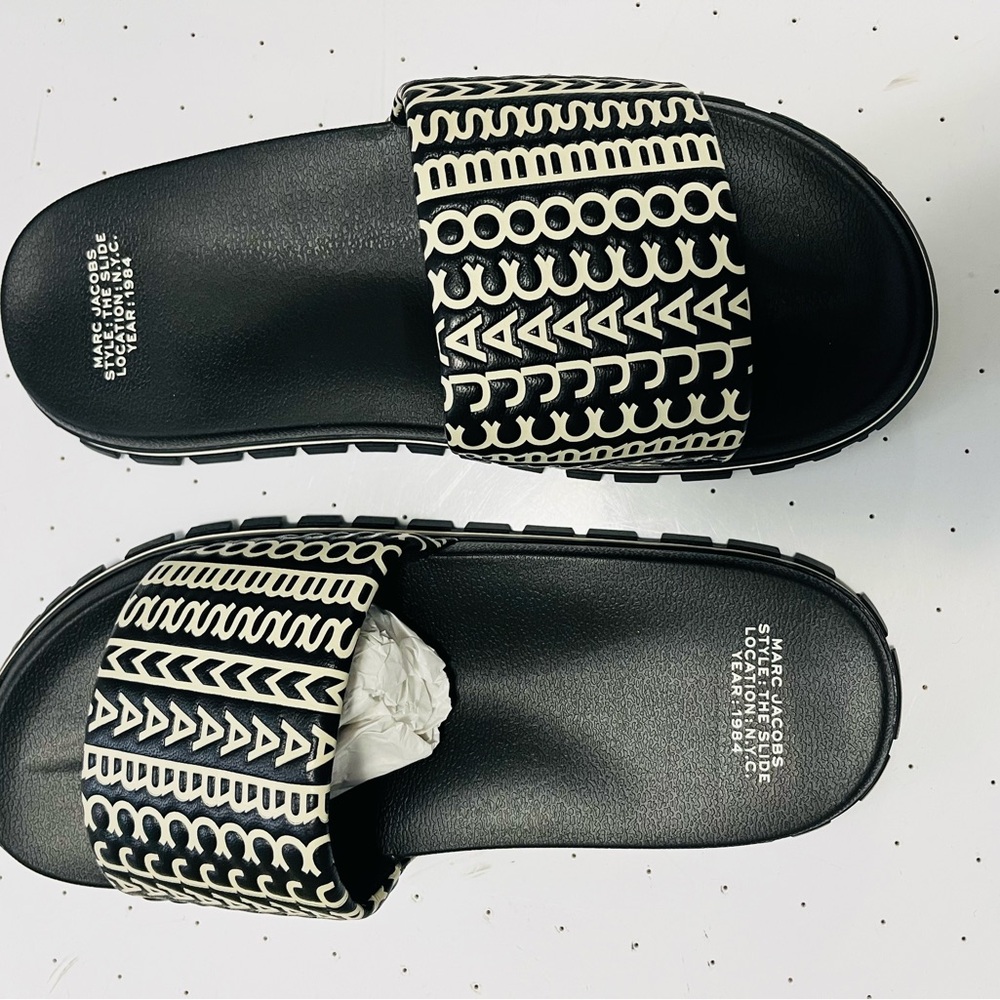 Marc Jacobs Black and White Geometric Sandals